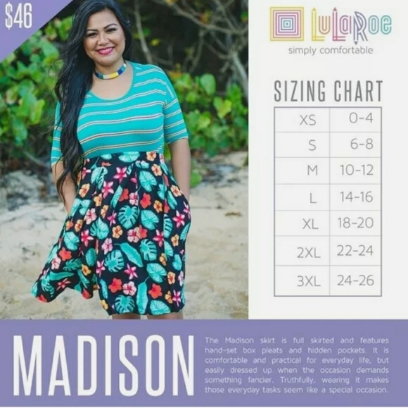 LULAROE Women's Madison Pleated Skirt Size L fit 14-16 NWT - Picture 3 of 3
